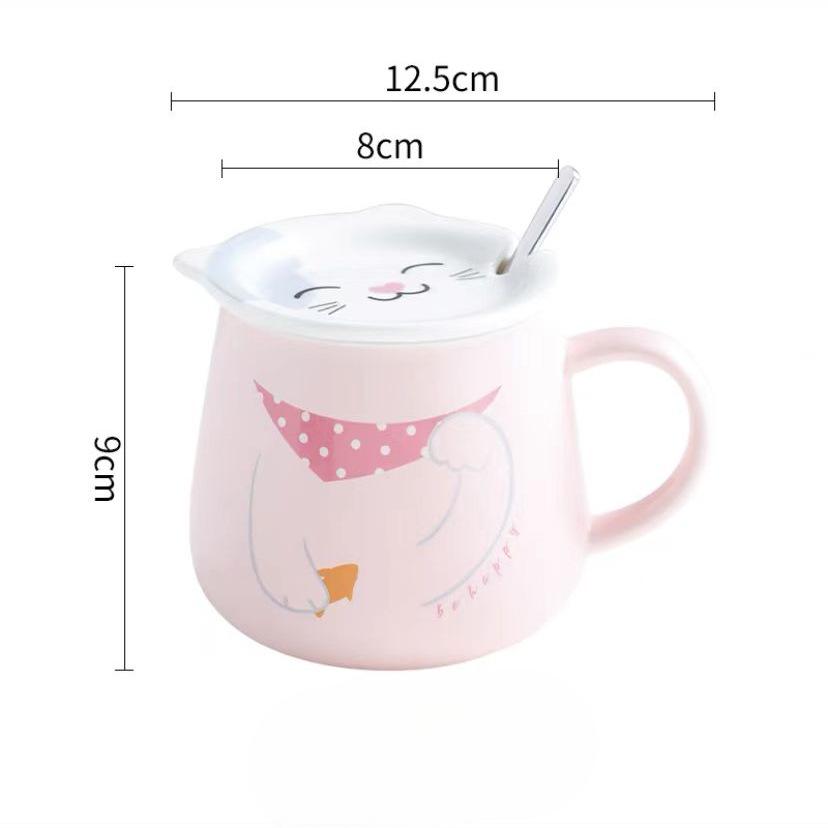 Cute Cartoon Ceramic Cup Creative Animal Face Cover Mug Shiba Inu Cup Taste Cat Water Cup Big White Bear Breakfast Cup