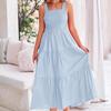 Casual Dress Bohemian Sleeveless Strapless Long Skirt Pleated Layered Summer Dress