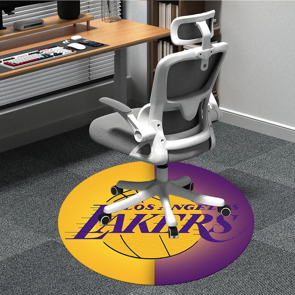 

1 шт. Круглый ковер для офиса с изображением Баскетбольной команды Lakers, Внутренний коврик, Подходящий для офиса, Под офисные стулья, Спальни, Гостиной, Домашнего декора, Декора комнаты 80cm