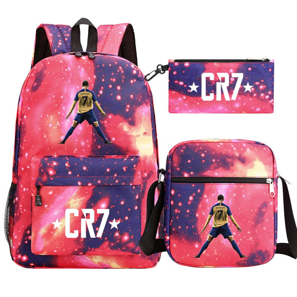 

Football Star Cristiano Ronaldo Printed Teenage Student Backpack Three Piece Set for Men and Women, Backpack Set