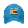 Summer Zimbabwe Flag National Baseball Cap Sun SunProof Custom Logo Washed Trucker Hat FeUnisex Unisex Cool Hippie Snapback Cap