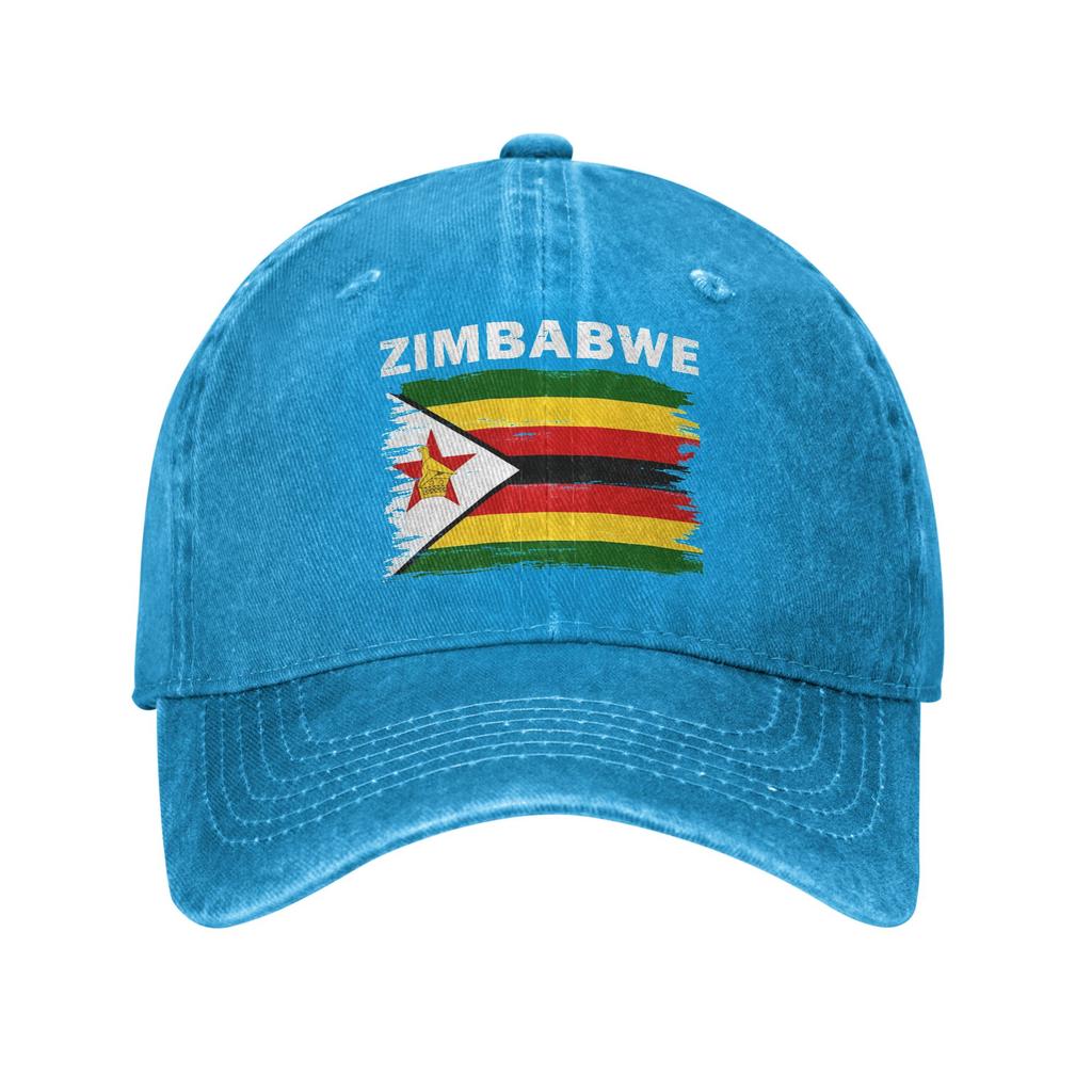 Summer Zimbabwe Flag National Baseball Cap Sun SunProof Custom Logo Washed Trucker Hat FeUnisex Unisex Cool Hippie Snapback Cap
