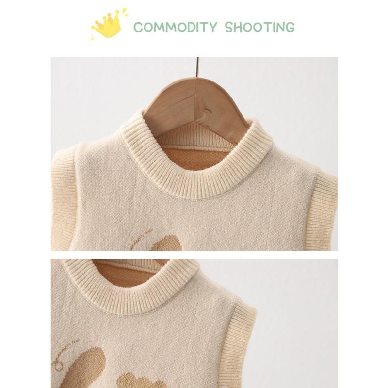 Cartoon Pattern Knit Sleeveless Vest For Infant Toddler Boys And Girls