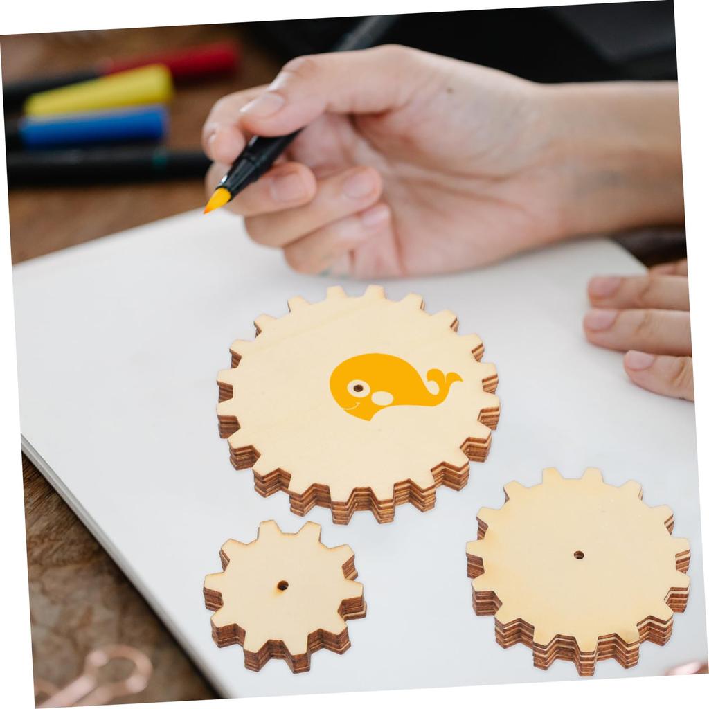 NUOBESTY Wooden Gear Craft 15 Inch Natural Wood Slices for DIY Craft Kit for Educational Craft Home Decoration Set, Pieces, 0.79-1.57 Diameter,