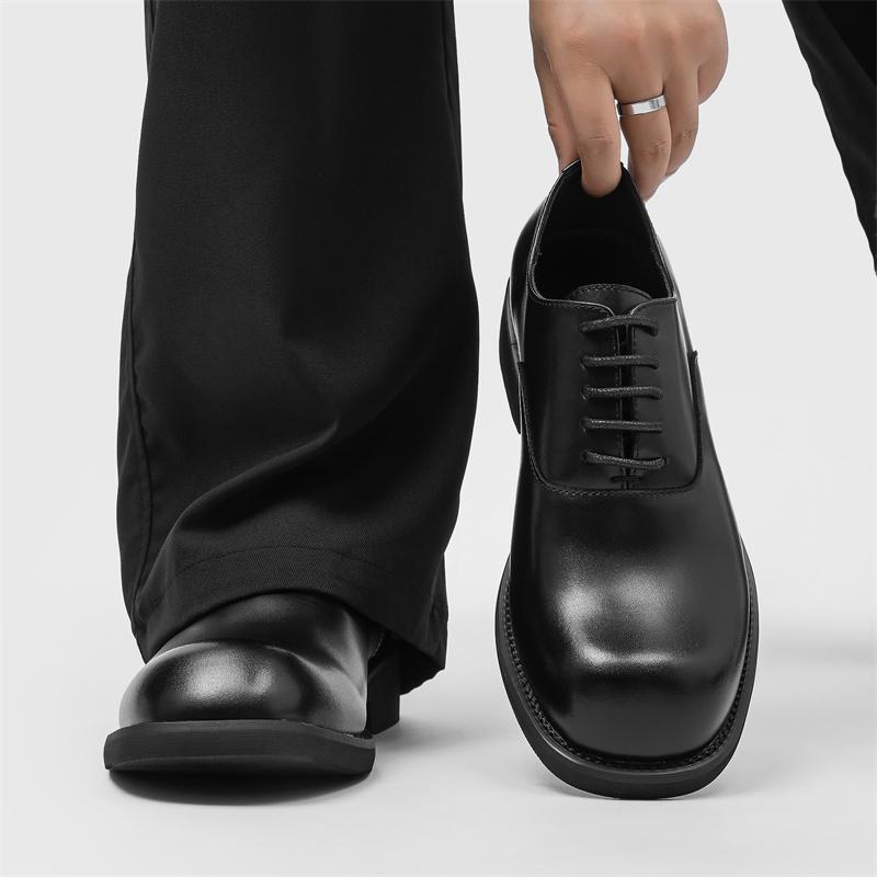 

Мужская кожаная обувь Высокое качество, стиль кэжуал и деловой Офис и повседневная работа, вечеринка Уличная обувь, свадьба жениха 46 чёрный