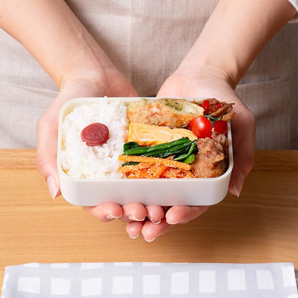 CORETARI Bento Microwave and Dishwasher White (Coretari) Japanese-Made Box, Two-Tier, 450ml, Safe, Small, Square,