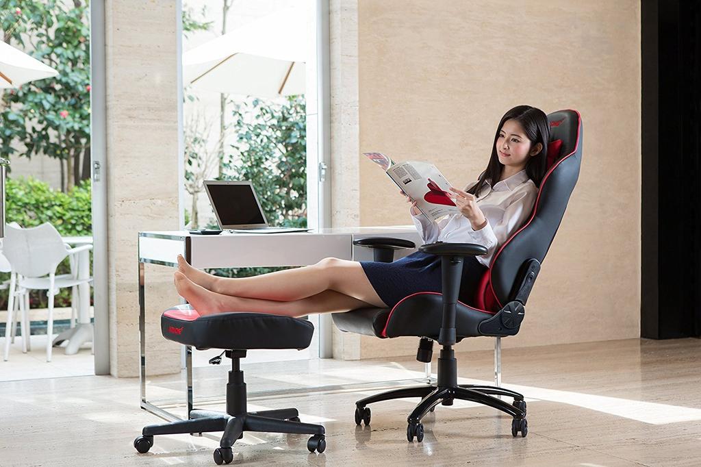 AKRacing Gaming Chair with Ottoman and PU Remote Control for Home Warranty Footrest, Blue, Heavy-Duty Leather, Use, 3-Year