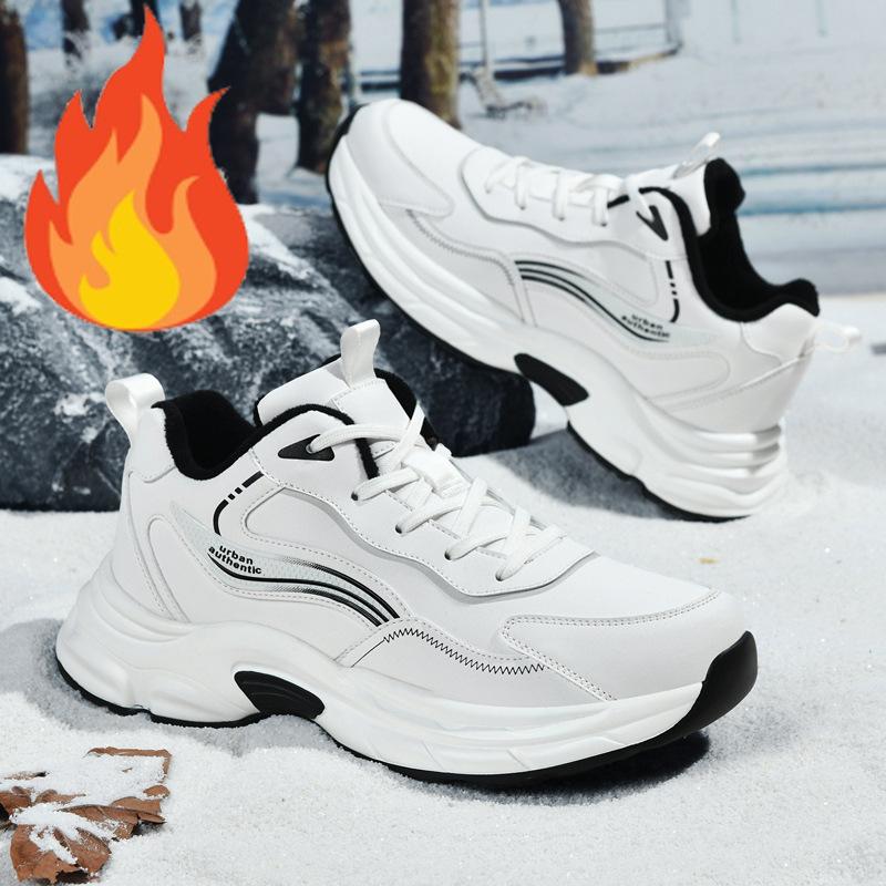 Autumn and Winter Velvet Warm Large Size Fashion Casual Men's Shoes Outdoor Sports Running Shoes Non-slip Waterproof Lightweight