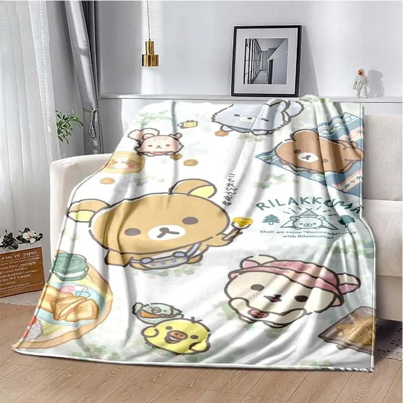 Cartoon Rilakkuma Anime Throws Blanket Sofa Home Hiking Picnic Bed Kid Super Soft Cute Kawai Flannel Blanket Power Birthday Gift