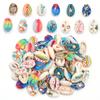 5pcs Fun Creativity Beach Style Retro Random Color Mix Painted Print Shell Beads Jewelry Charm Making DIY Fashion Accessories