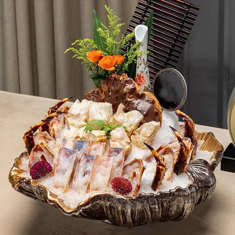 resin Shell fish sharp Sashimi dry Ice Plate Seafood sushi Platter tray Salmon Plate Dry Ice Artistic Conception Dish Tableware