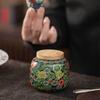 Creative Hand-painted Flower Ceramic Tea Jar with Bamboo Lid Sealed Storage Jar Portable Travel Tea Canister Home Decoration