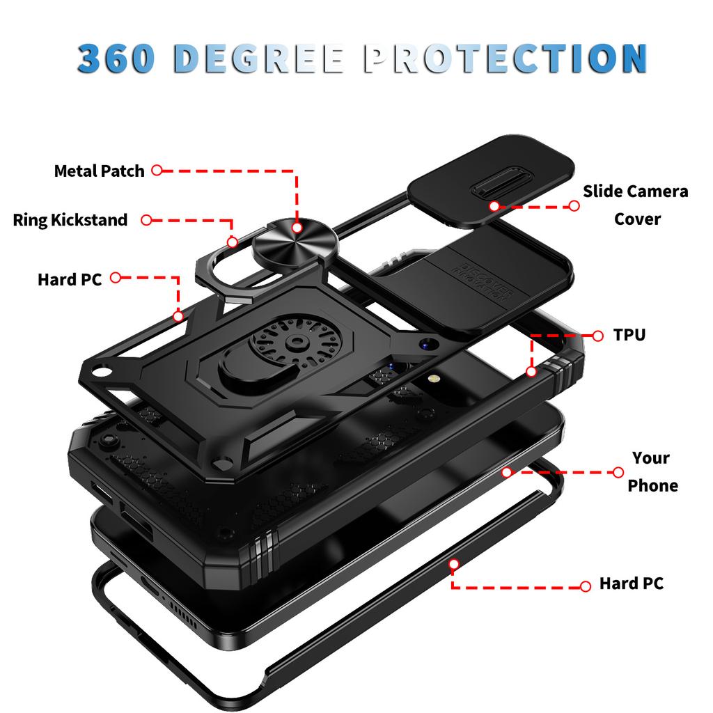 For Samsung Galaxy S25 Case TPU+PC Slide Camshield Kickstand Phone Cover