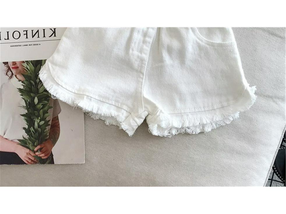 Sommerhose für Kinder, einfarbig, koreanischer Stil: Mädchen lässige weiße Jeans & schwarze Shorts, Baby Hotpants