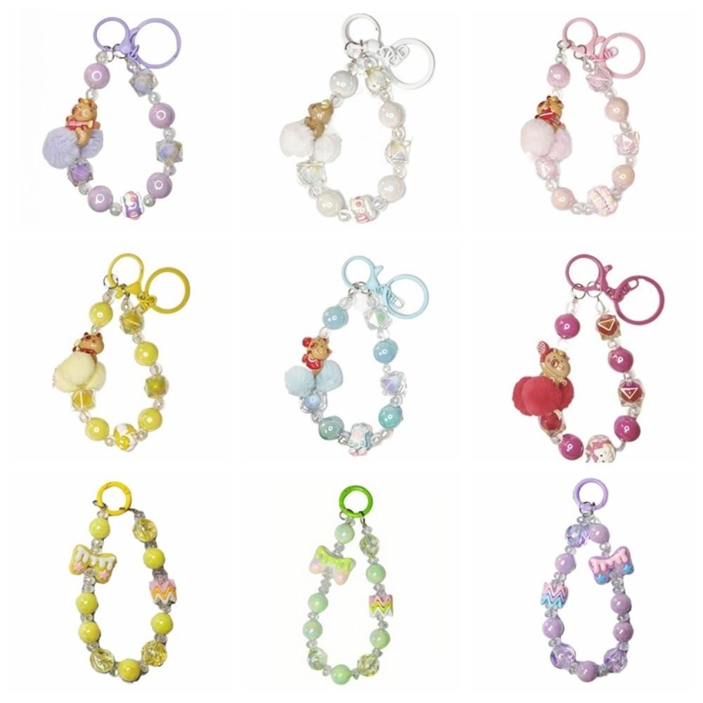 Capyabra Bead Phone Pendant Bow Phone Wrist Strap Kawaii Beaded Phone Chain  Mobile Phone