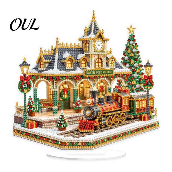 Faux Diamond Art Ornament Kit Christmas Kit, Santa Snowman Hanging DIY Sparkling Ornaments Acrylic Pendant with Rhinestones Craft for Adults, Holiday