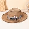 Color Blocking Wildleder Fedora Hüte für Damen Herren Großer Breiter Rand Klassischer Wildleder Panama Hut Western Partyhut Sombrero Rockero Mann