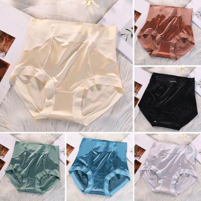 Women Briefs Elastic Silky Plus Size High Waist Seamless Soft Breathable Anti-shrink Lady Underwear Inner Wear Clothes