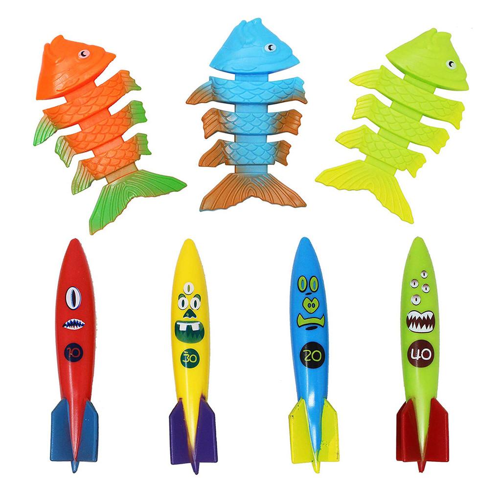 Colorful Kids Diving Toy Set With Water Rings Torpedo Pool Fun For Ages 3 To 6 Years