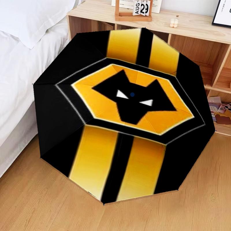 1PC Wolves Team Emblem Printed Umbrella Folding Umbrella, Automatic Umbrella 8-Frame for Travel, Camping Fan Gifts Christmas Gifts