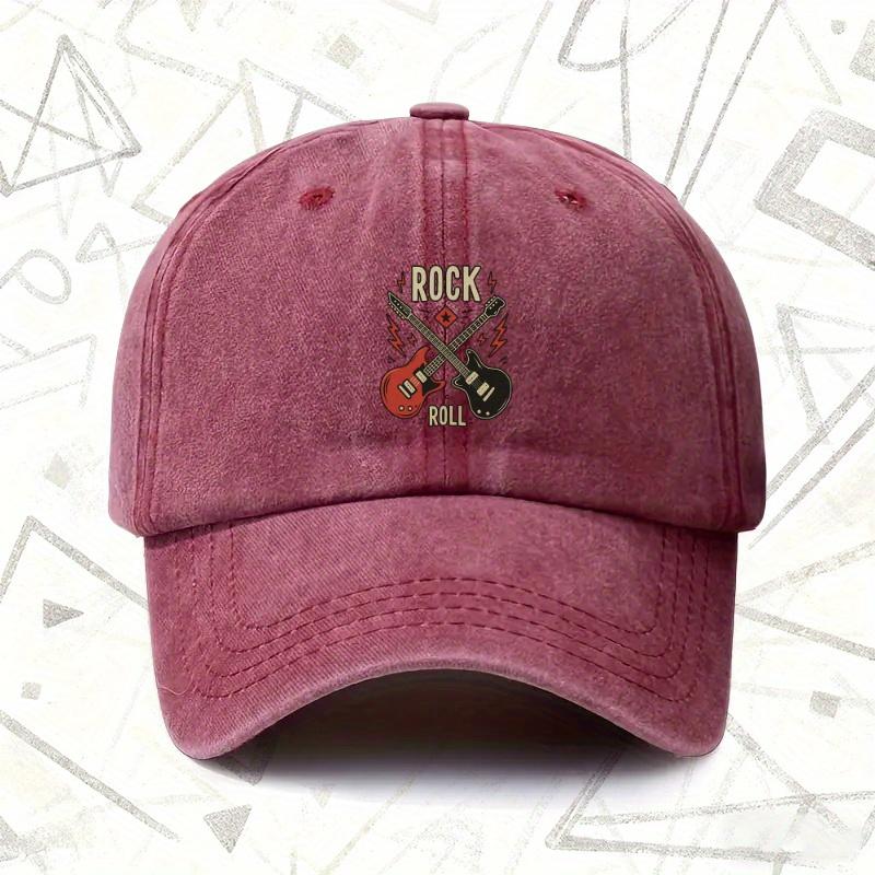 A Vintage Washed Hat Related to ROCK ROLL Suitable for Both Men And Women a Solid Baseball Cap for All Seasons Perfect for