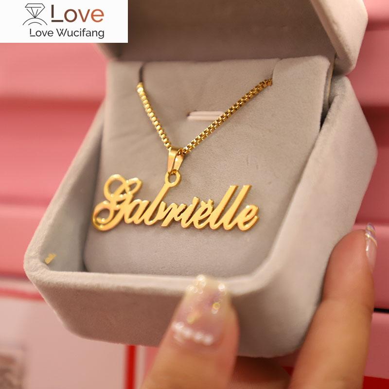 

Chain Custom Jewelry Personalized Name Pendant Necklace For Women Men Handmade Cursive Nameplate Choker Bijoux Bff Gift