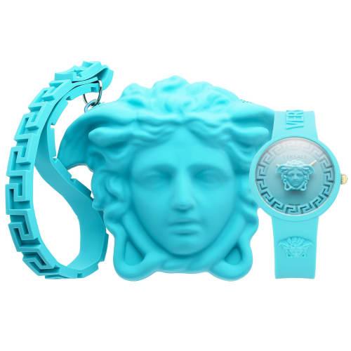 Versace MEDUSA POP Watch, Blue Dial, Quartz Movement, 3 ATM Water Resistance, Sapphire Crystal, 40mm, VE6G00423, Women's, Blue