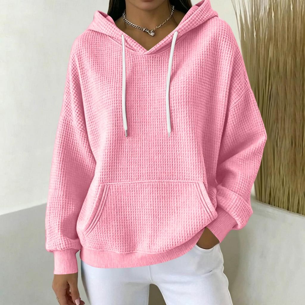 Women's Long Sleeve Hooded Pullover Sweatshirt with Pockets Color