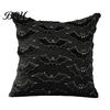 Black White Ghost Cushion Cover Halloween Cover, Plush Embroidered Throw Pillow 18x18 Home Decor Inch Cute Case for Sofa Bed Cozy Living Room Accents