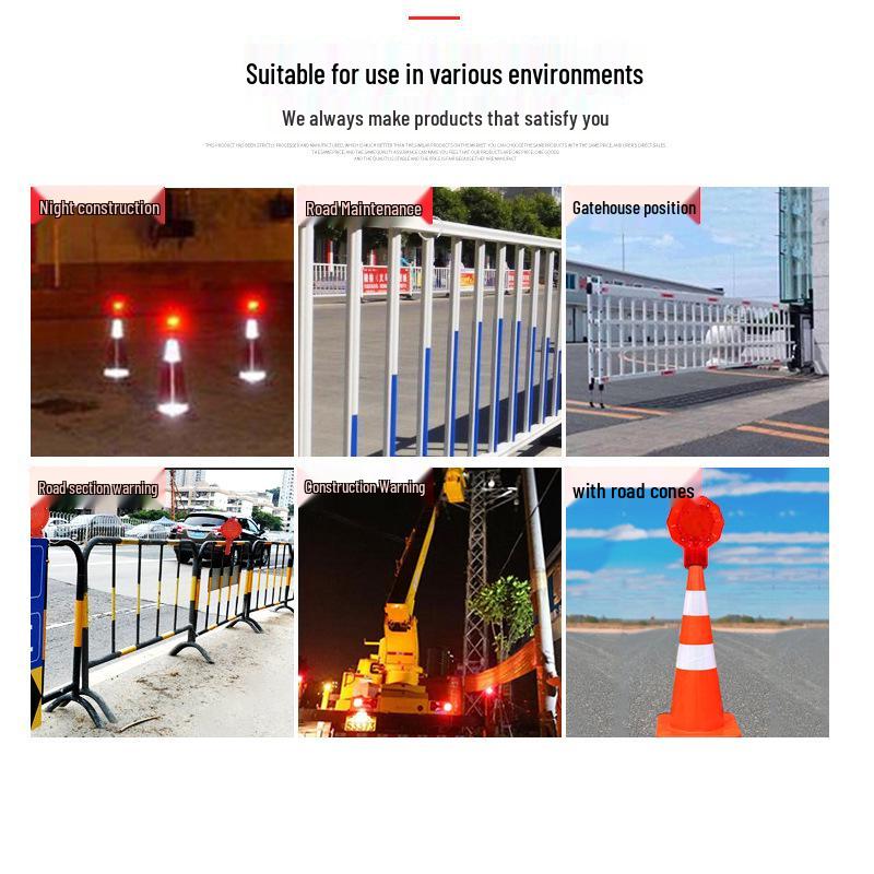 Blocaj rutier cu inducție LED de siguranță 31CM: Lumină de avertizare trafic cu floare de prun roșie.