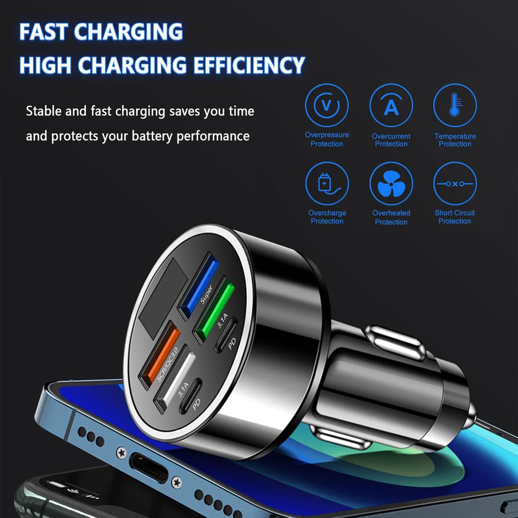 Car Charger Supports Fast Charging, One-to-four,  Car Charger