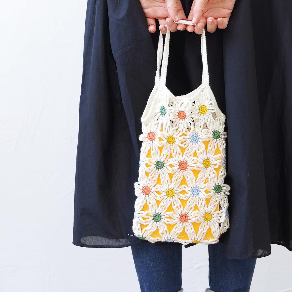 Raw Wool Knitting Kit #6-6 Flower Motif Bag