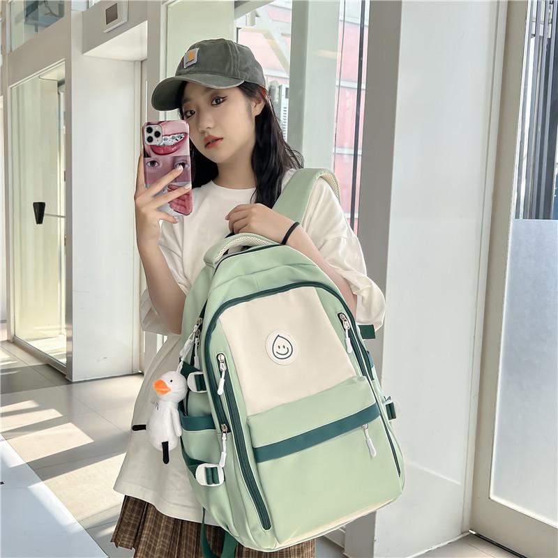 School Bag Female Ins Style Korean Version of Junior High School Students Large-capacity Backpack Simple Fashion Backpack Going Out Travel Bag