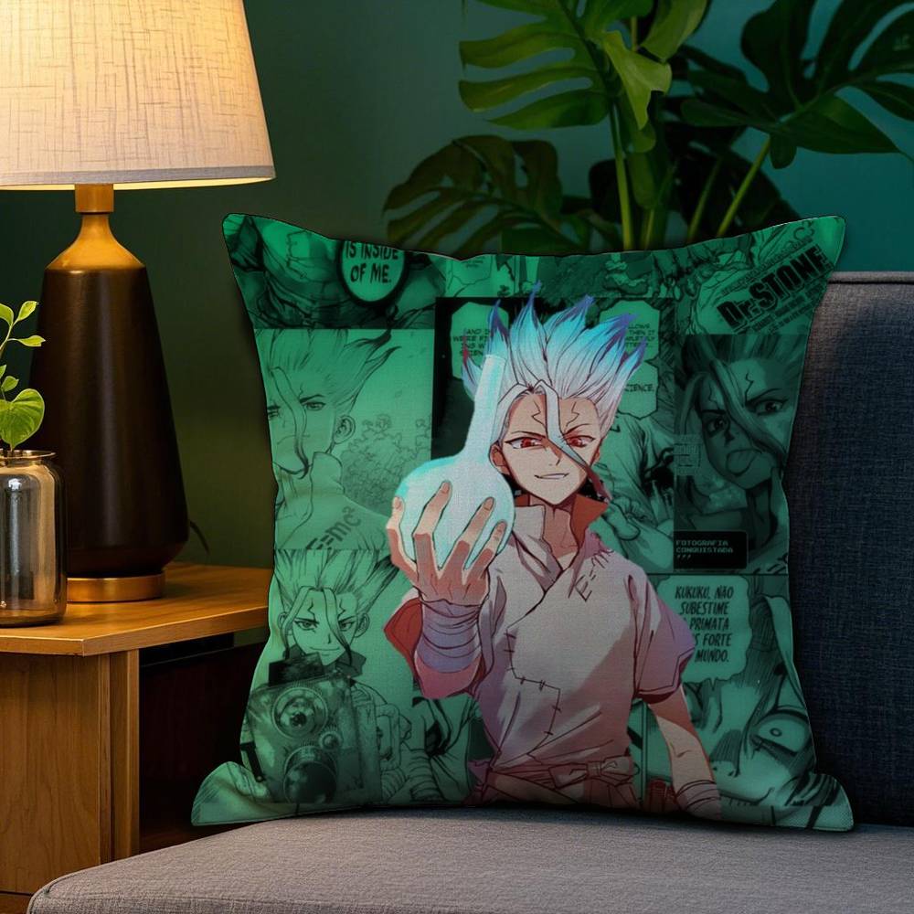 Anime D-Dr.S-STONE Hot Pillow Case Plush Fabric Soft Double Sided Print Sofa Cushion Cover Throw Pillow Covers