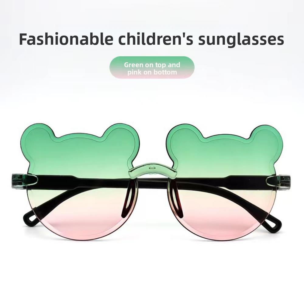 

Детские солнцезащитные очки с цельной оправой в виде медведя, милые мультяшные солнцезащитные очки, очки-хамелеоны