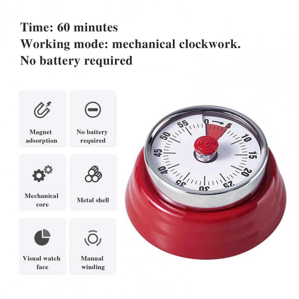 Magnetic Base Kitchen Timer 60-minute Mechanical Timer with Magnetic Base for Kitchen Visual Countdown for Time for Children
