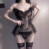 Plus Size Sexy Fishnet Suspender Lingerie Princess Nightgown