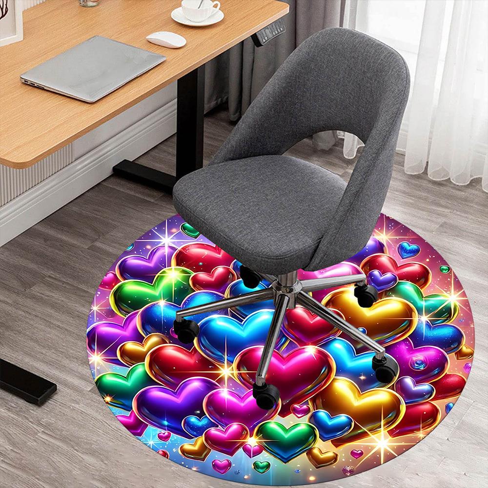 

1pc Heart Love Round Chair mat office Area Rug - Non-Slip, Floor Mat for Office, Bedroom, and Indoor Decor p127133 80cm by 80cm