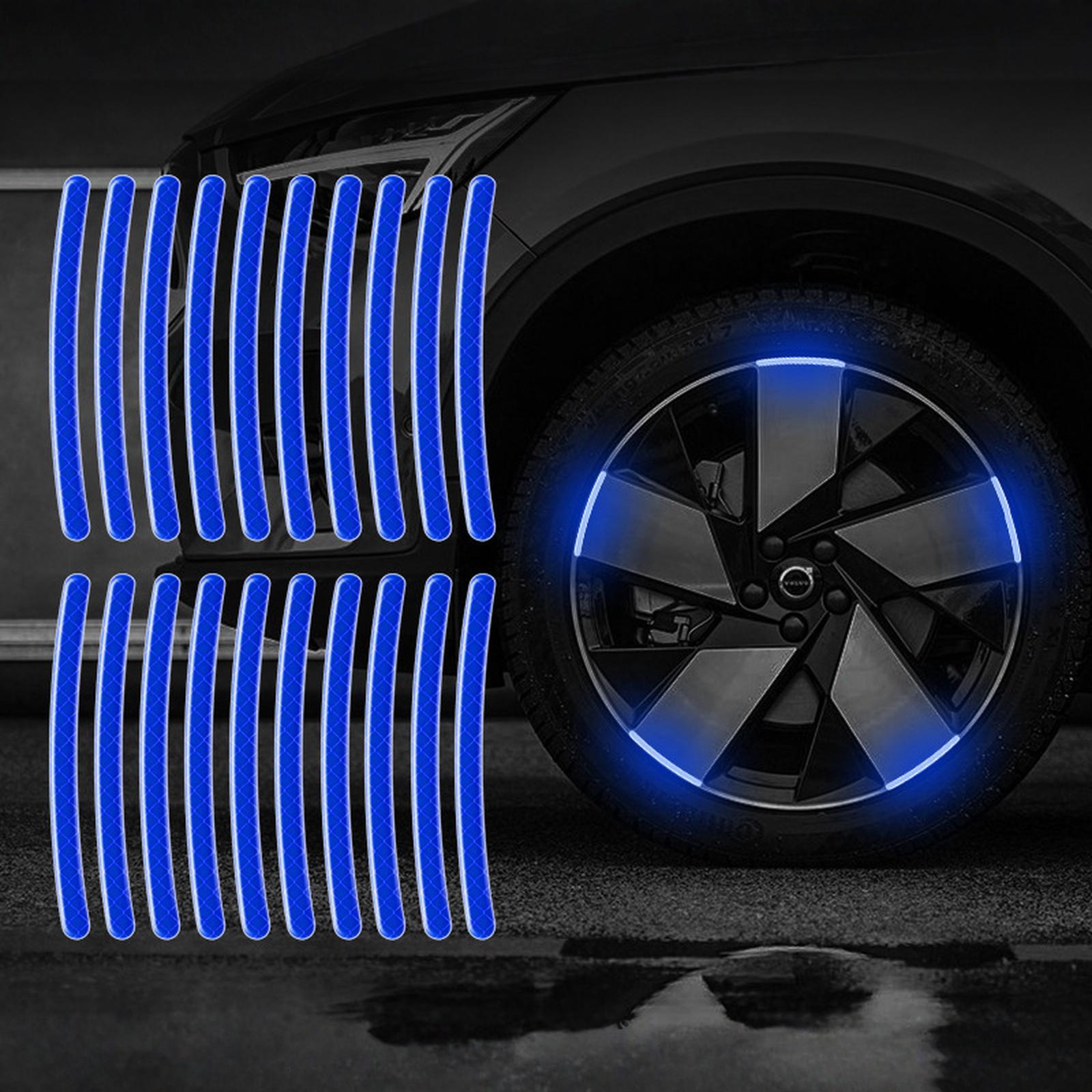 20pcs Car Wheel Hub Reflective Sticker Tire Rim Reflective Strips Luminous for Car Bike Motorcycle Wheel Sticker one size