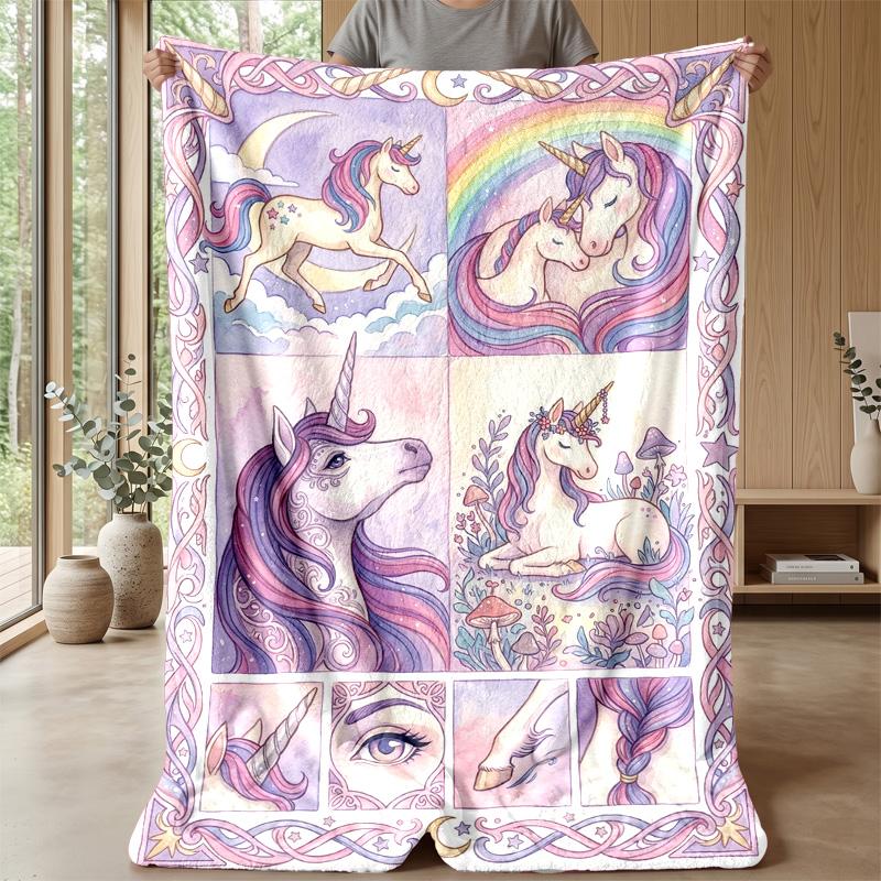 Fantasy Unicorn Adventure Theme blanket Lightweight Warm Flannel Blanket Decorative Throw Blanket for Home Decoration