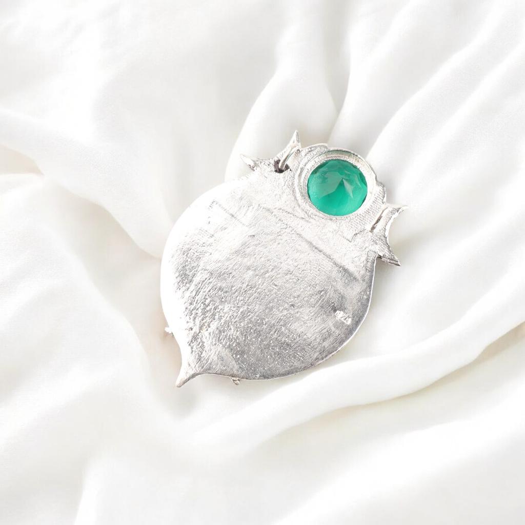 Green Emerald Crystal Silver Pendant, 925 Silver Handcrafted Jewelry Pendant CP-22-07