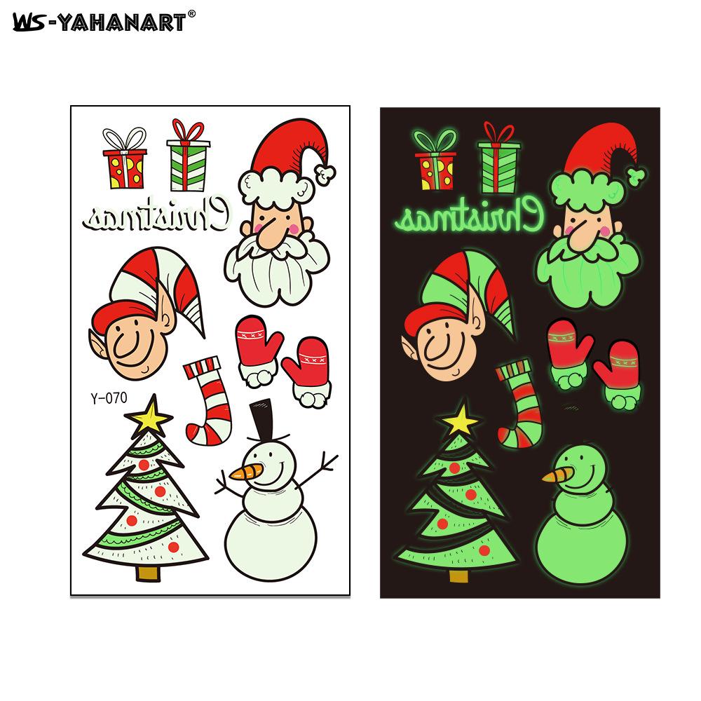 Creative Luminous Christmas & New Year Tattoo Stickers for Kids - Snowflake & Santa Designs