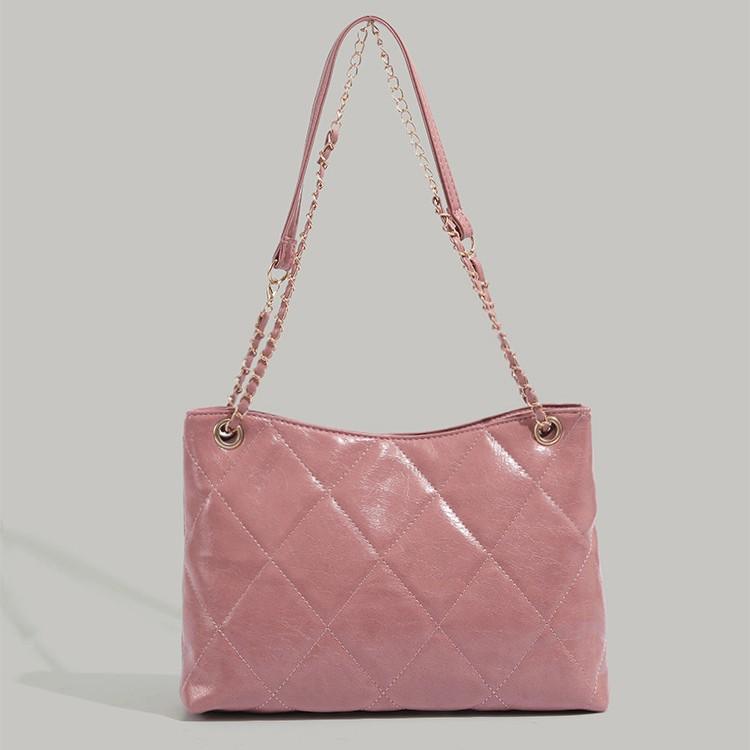 2025 New Bags Women's Fashionable All-Match Western Style Diamond Embroidery Thread Special-Interest Design Solid Color Chain Shoulder Crossbody Bag