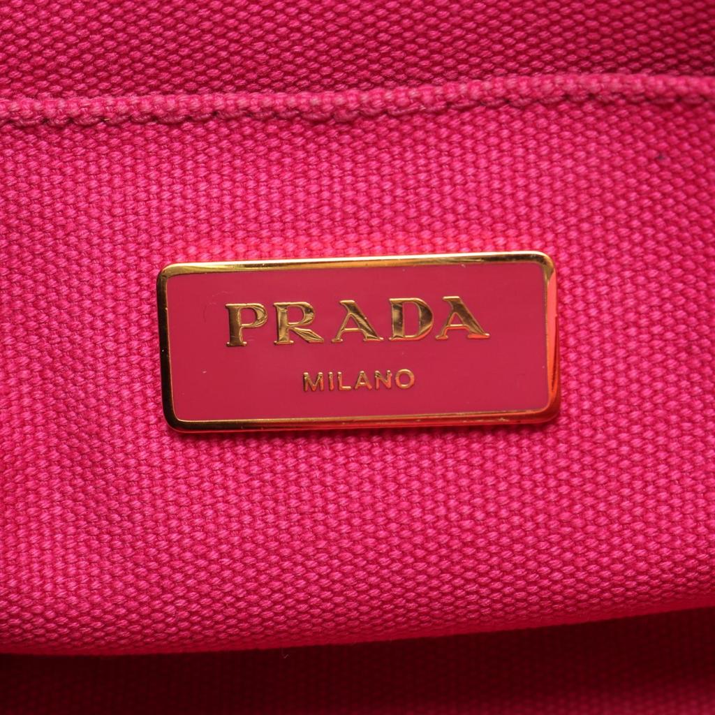 Used PRADA CANAPA Canapa Handbag Canvas Pink Used Women