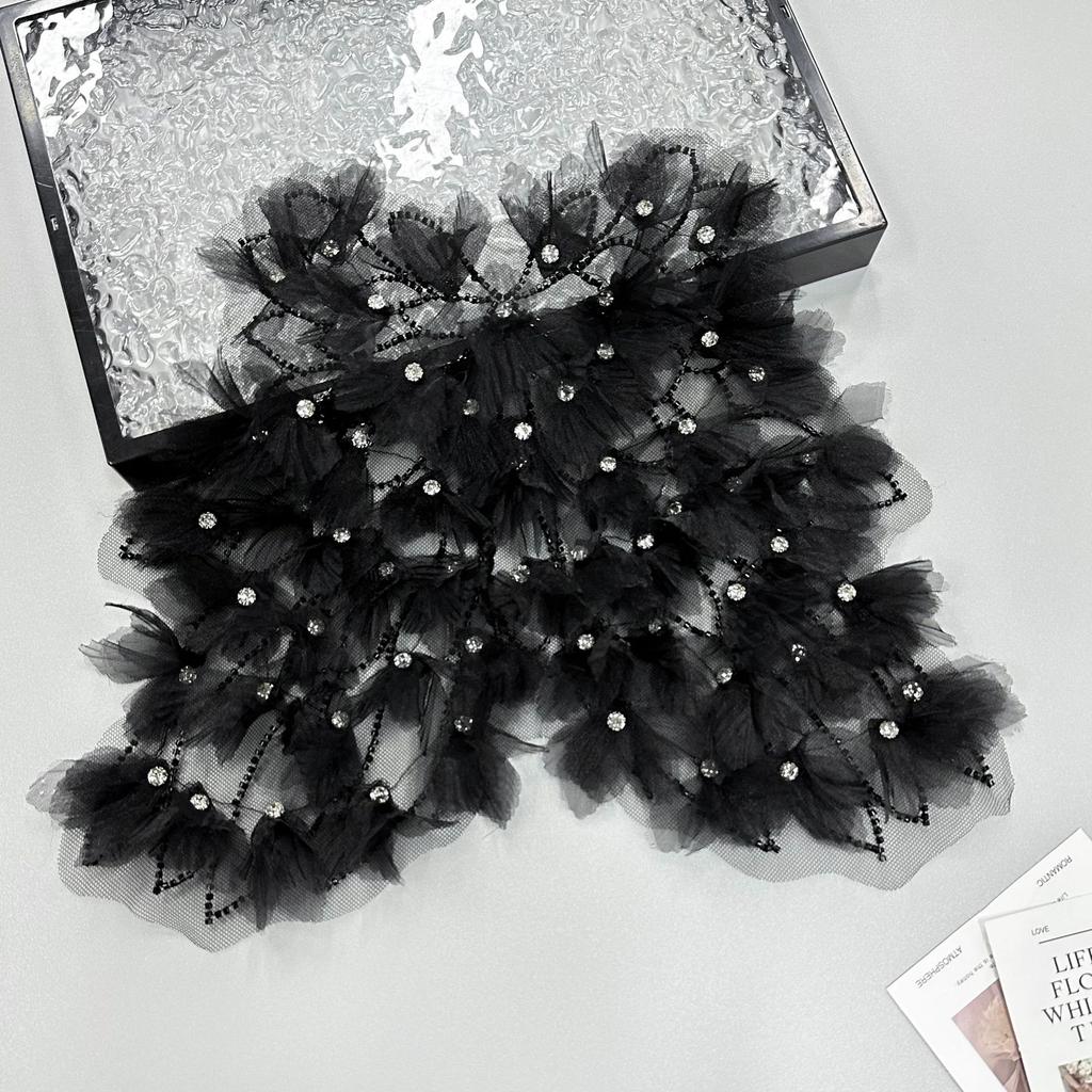 Exquisite Beaded Rhinestone Chiffon Flower Decorative Cloth Sticker Clothing Dress Wedding Dress Suspender Accessories Front Collar Cloth Sticker