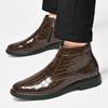 Plus Size 48 Casual Leather Chelsea Boots Men's Pointed Toe British Style