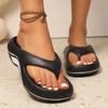 Women's Thick Sole Flip Flops Non-Slip Cushioned Beach Thong Sandals with Contrast Color