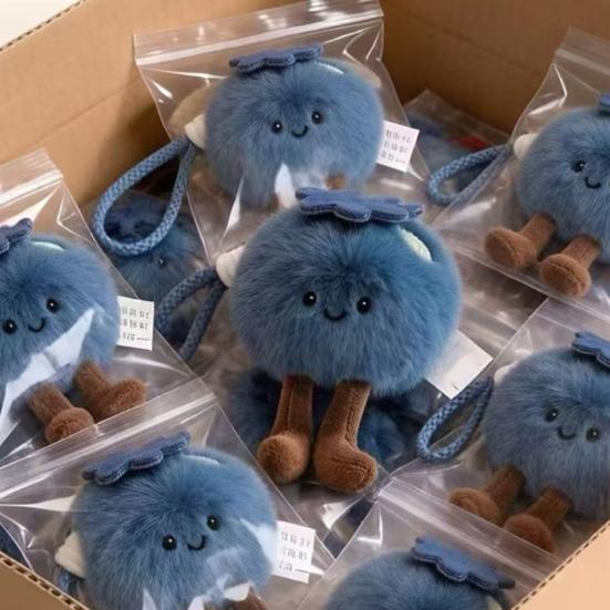 Portachiavi Ciondolo Peluche Cartone Animato Mirtillo con Cordino Zaini Forma Portachiavi Decorativo Borse Auto Portafogli Ciondolo