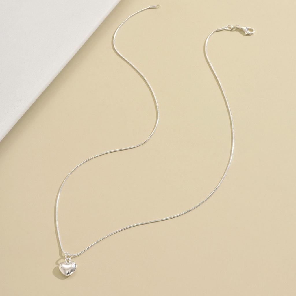 Copper Color Solid Small Heart Pendant Necklace 16-30 Inch Snake Chain For Women Wedding Charm Fashion Jewelry