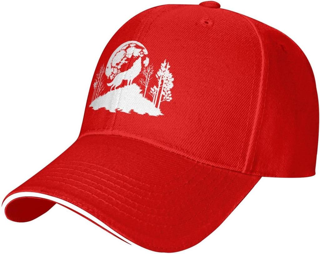 Wolf Howling Moon Landscape Baseball Cap Adjustable Polyester Casual Four Seasons Unisex Headwear